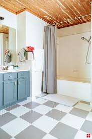 The painted linoleum floor tiles were especially. Diy Painted Bathroom Floor