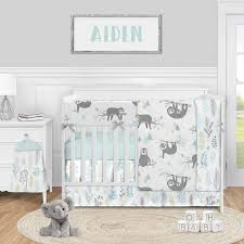 Beddinginn.com has a large of classy and stylish selections neutral bedding sets you can choose.new arrival keep update on neutral bedding sets and you can purchase the latest trending fashion items frombeddinginn.please purchase products with pleasure. Sloth Aqua And Grey Collection 5 Piece Crib Bedding