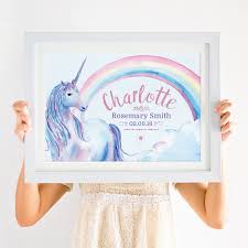 Printable rainbow unicorn unicorn coloring page. Personalised Rainbow Unicorn Print For A Girls Room