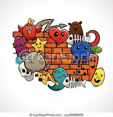 Maybe you would like to learn more about one of these? Graffiti Characters Flat Color Concept Graffiti Cartoon Animals Fruit And Abstract Characters Around Brick Wall Flat Color Canstock