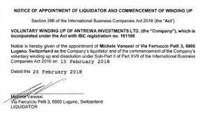 Distributions in a winding up of a solvent company after 5 april 2016 will be treated as an income distribution rather than a liquidation meaning that act now! Notice Of Liquidator S Appointment And Commencement Winding Up