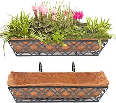 Check spelling or type a new query. Amazon Com 2pcs 24 Inch Window Deck With Coco Liner Y M 24 Window Boxes Horse Trough With Coconut Coir Liner Black Metal Hanging Flower Planter Window Basket Deck Railing Planter Boxes For