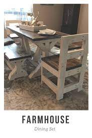 Farmhouse Table Farmhouse Dining Set With Benches And Chairs We Build These Tables Custom To Or Farmhouse Style Kitchen Farmhouse Dining Farmhouse Dining Set