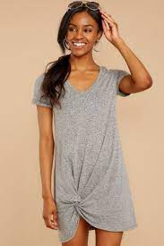 Z Supply Grey Triblend Dress - Knotted T Shirt Dress - Dress - 4800 Red Dress Red Dress Women Red Dress Shop Red Dress