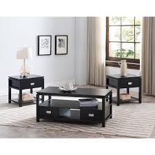 Black Finish Wood 3 Pack Coffee Table Set Coffee Table Setting Coffee Table Black Living Room