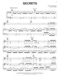 Onerepublic Secrets Sheet Music Pdf Notes Chords Rock Score Piano Vocal Guitar Right Hand Melody Download Printable Sku 76521