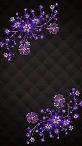 Purple Flowers On Black Background Cool Backgrounds Wallpapers Black Wallpaper Bling Wallpaper