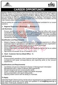 It is the official language of nepal and one of the 22 scheduled languages of india. Head Customer Service Job Vacancy In Nepal Kantipur Media Group Oct 2018 Merojob