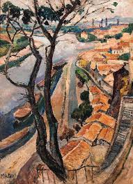 Marie Mela Muter Polish 1886 1967 Promeneur Au Bord Du Rhone Oil On Panel 21 X 17 In Landscape Paintings Art Art Eras