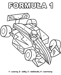 Bezpłatne materiały do wydrukowania, online. Pokoloruj Wedlug Numerow Bolid Formuly 1