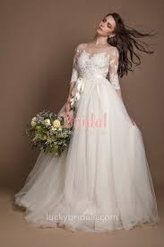 Illusion Elbow Sleeve Lace And Tulle Wedding Ball Gown Half Sleeve Wedding Dress Ball Gowns Wedding Tulle Wedding Gown