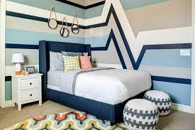 Horizontal stripes make a room appear more spacious; 24 Ways To Decorate Bedroom Walls With Stripes