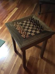 Discover thousands of images about chess table. Made A Small Chess Table Board Is Made Out Of Maple And Walnut Rest Is Poplar Woodworking