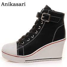Weitere ideen zu schuhe, flache schuhe, turnschuhe. Freizeitschuhe Frauen Leder Plattform Keil Schuhe Frau Versteckte Heel Hohe Schuhe Weiss Schwarz Snickers Keile Stiefel Grosse 43 Boots Boots Boots Size 43boots Black Aliexpress