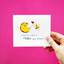Use stamps to stamp on letters and shapes onto cards. Diy Pizza Pun Valentine S Day Card Cute Funny Easy Handmade Gift Ideas Valentine Day Cards Pun Valentines Day Cards Valentine Card Crafts