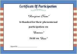 Sample Of Certificate Of Participation In Seminar Seminar Participation Certificate