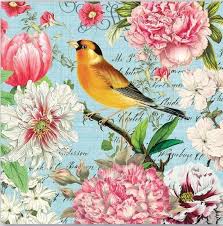 Garden Melody Birds Flowers Michel Design Works Paper Napkin Etsy In 2020 Paper Cocktail Napkins Decoupage Paper Crafts
