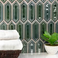 This mosaic tile is perfect for backsplashes, accents, indoor walls and trims. Green Tile Ideas Trends Subway Marble Dark Green More