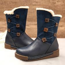 Lostisy Womens Winter Warm Buckle Zipper Snow Boots