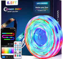 Tira de luces LED RGB+IC, luz LED inteligente Bluetooth de 6.6 pies para  dormitorio, tiras LED que cambian de color con 44 modos de escena, control  ...