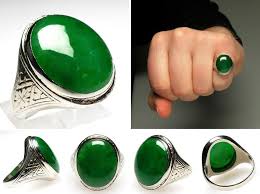 Vintage Estate Imperial Green Jadeite Jade Mens Ring Solid 14k White Gold Eragem Mens Jewelry Rings For Men Mens Silver Rings
