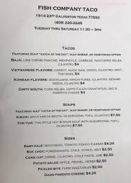 Maybe you would like to learn more about one of these? Online Menu Of Fish Company Taco Restaurant Galveston Texas 77550 Zmenu
