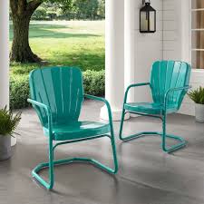 Ridgeland Metal Chair Set Of 2 Crosley Co1031 Tu Metal Patio Chairs Patio Dining Chairs Metal Lawn Chairs