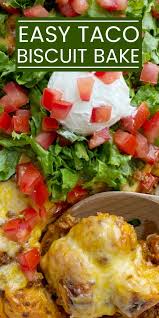 Biscuit Casserole With Ground Beef Taco Casserole Casserole With Biscuits Ground Beef Dinner Recipes Taco Biscuit Bake Is An Easy S In 2020 Vegan Recipes Easy Beef Recipes For Dinner Beef Dinner
