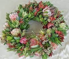 Protea And Banksia Wreath Cagrown Protea Christmas Wreaths Christmas Decorations Wreaths Christmas Wreaths Diy