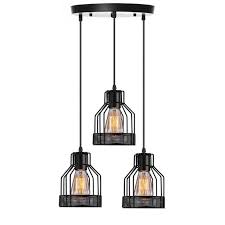 The harchee pendant light will convert an otherwise dull kitchen into a glamorous space easily. Industrial Pendant Lighting E27 Base Edison Metal Caged Vintage Hanging Pendant 3 Lights Rustic Pendant Light Fixture For Kitchen Dining Room Bar Hotel Walmart Com Walmart Com