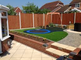 Completed Garden Designs And Construction With Sunken Trampoline Jardim Horta