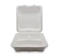 8x8 inch 3 Compartments Sugarcane Lunch Box
