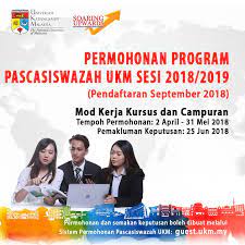 Intake for the course work mode and mixed mode programmes are open twice a. Ukm Malaysia On Twitter Permohonan Program Pascasiswazah Ukm Sesi Akademik 2018 2019 September 2018 Telah Di Buka Bagi Yang Berminat Boleh Memohon Di Sistem Permohonan Pascasiswazah Guest Ukm Di Https T Co R3pmveegd6 Jommasukukm