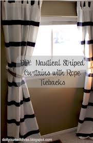 Diy No Sew Striped Curtains With Rope Tiebacks Nautical Baby Room Nautical Room Navy Nursery Boy