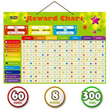 Magnetic Reward Behavior Star Chore Chart For One Or Multiple Kids Includes 8 Markers 60 Foam Backing Illustrated Chores 300 Stars In Red