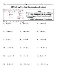 All other linear equations which have only one solution are called conditional. Holt Algebra 2 2a Solving Two Step Equations Easy Fractions Worksheet Doc Pdf