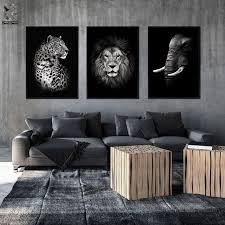 Modern Wild Animal Canvas Painting Lion Elephant Leopard Tiger Wall Art Picture For Living Room Art Post Tiger Wall Art Living Room Art Animal Canvas Paintings