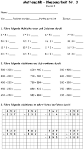 Klassenarbeit Zu Schriftliche Addition Und Subtraktion Klassenarbeiten Addition Und Subtraktion Schriftliche Addition