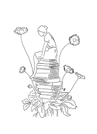 Literature Makes Me Bloom Throw Pillow By Poeticamente Flor Cover 16 X 16 With Pillow Insert Indoor Outline Art Art Drawings Simple Art Drawings