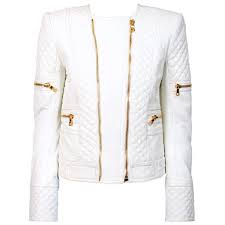 Balmain White Quilted Leather Jacket 4 315 Brl Liked On Polyvore Featuring Outerwear Jackets Coats Leather Balmain Jacket Leather Jacket Clothes Design