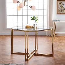 Modrn Glam Marni Glass Dining Table Walmart Com Glass Round Dining Table Glass Dining Table Brass Dining Table