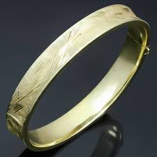 Plain bangles, engraved bangles, baby bangles. Hand Engraved Filligree 14k Yellow Gold Bangle Bracelet Mtsj