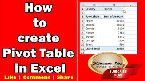 How To Create Pivot Table In Excel Tamil Pivot Table Excel Create