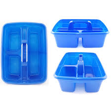 Sterilite 18 gallon heavy duty latch and carry storage tote (6 pack), true blue. Blue Plastic Caddy Cleaners Carry All Storage Tote Tray Basket For Bot The Dustpan And Brush Store