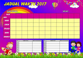 Desain modern dan gampang di modifikasi ini cocok untuk kids jaman now seperti kamu. Design Jadual Waktu Kelas