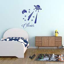sticker prenom personnalise vaisseau spatial extraterrestre decoration interieure decoration maison ambiance sticker