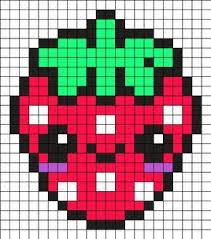 Kawaii Strawberry Perler Bead Pattern Pixel Art Pattern Perler Beads Pixel Art Grid