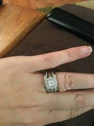 We Added A Second Wedding Band To My Set For Our First Anniversary Amazing What A Small Change Does Wedding Rings Engagement Wedding Bands Second Weddings