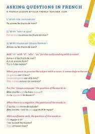 How To Ask Questions In French Questions Fle Learn French French Lessons French Teacher