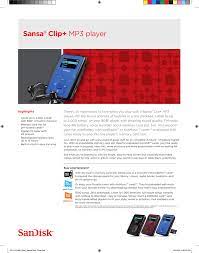 „ plays mp3, wma, secure wma and audible audio file formats. Sansa Clip Mp3 Player Manualzz